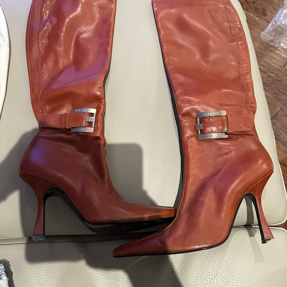 Versace Red Heeled Boots